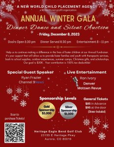 Annual Winter Gala & Fundraiser presented by "A New World Child Placement Agency" (Group: Ron Ivory and The MilesApart Band) @ Heritage Eagle Bend Golf Club
