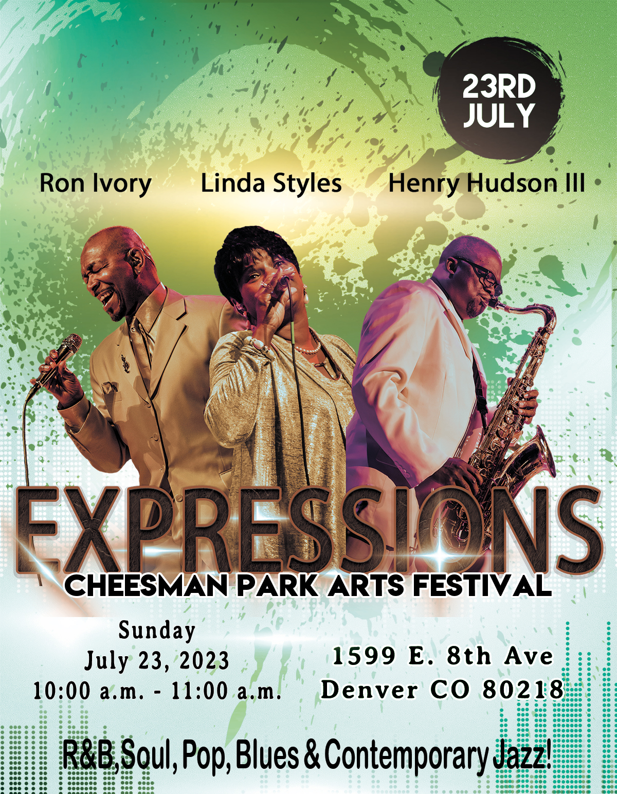 Read more about the article Cheesman Park Arts Festival (Group: Expressions, Ron Ivory, Linda Styles & Henry Hudson III)