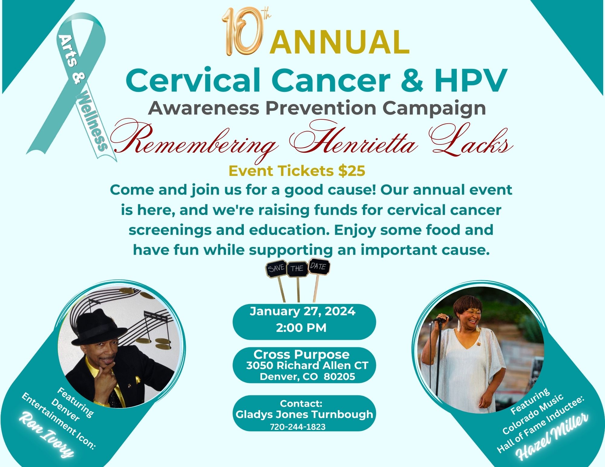 Read more about the article 10th Annual Cervical Cancer & HPV Fundraiser (Performing: Ron Ivory with Hazel Miller)